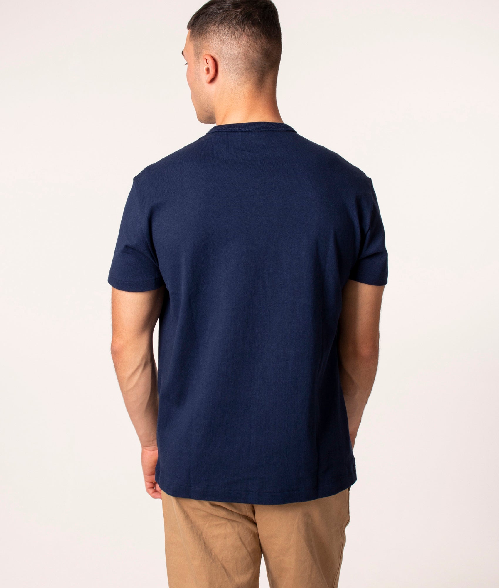 Polo Ralph Lauren Classic Fit Jersey T-Shirt in Newport Navy at EQVVS Menswear. Model back shot.