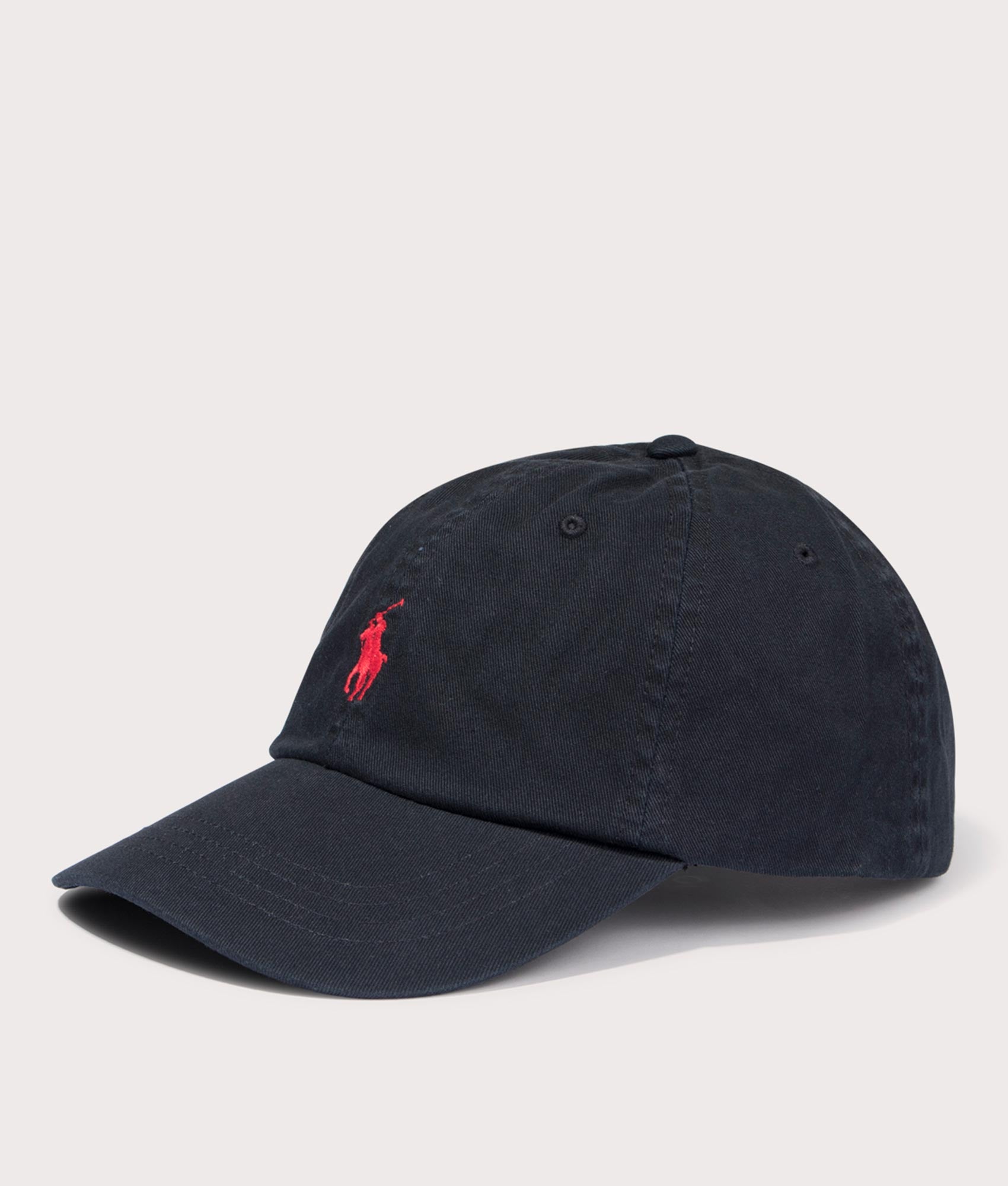 Polo Ralph Lauren Cotton Chino Baseball Cap in Polo Black at EQVVS Menswear. Angled front shot.
