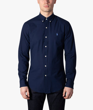 Slim-Fit-Stretch-Poplin Shirt-Newport-Navy-Polo-Ralph-Lauren-EQVVS