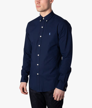 Slim-Fit-Stretch-Poplin Shirt-Newport-Navy-Polo-Ralph-Lauren-EQVVS