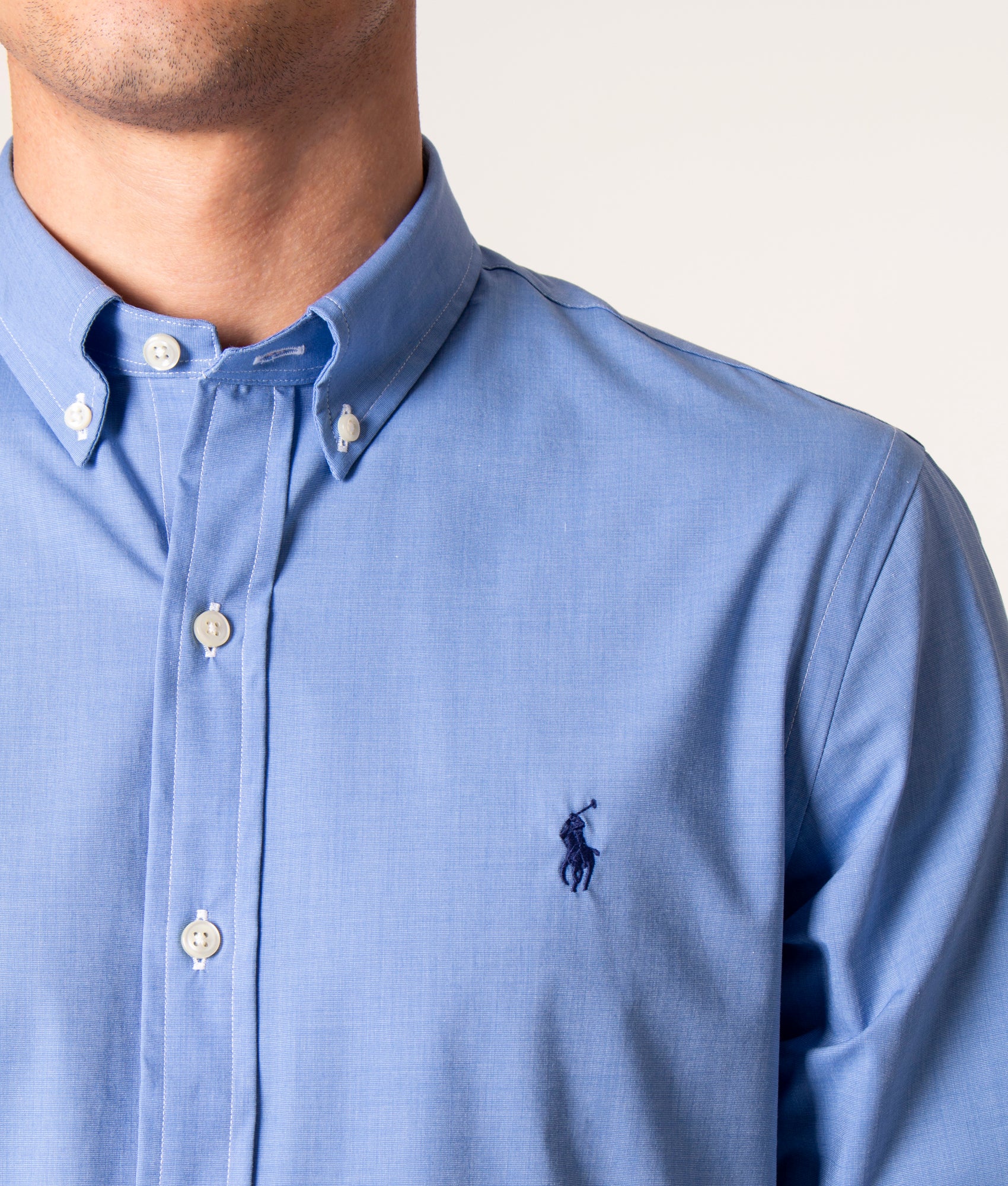 Slim-Fit-Stretch-Poplin Shirt-Blue-End-On-End-Polo-Ralph-Lauren-EQVVS