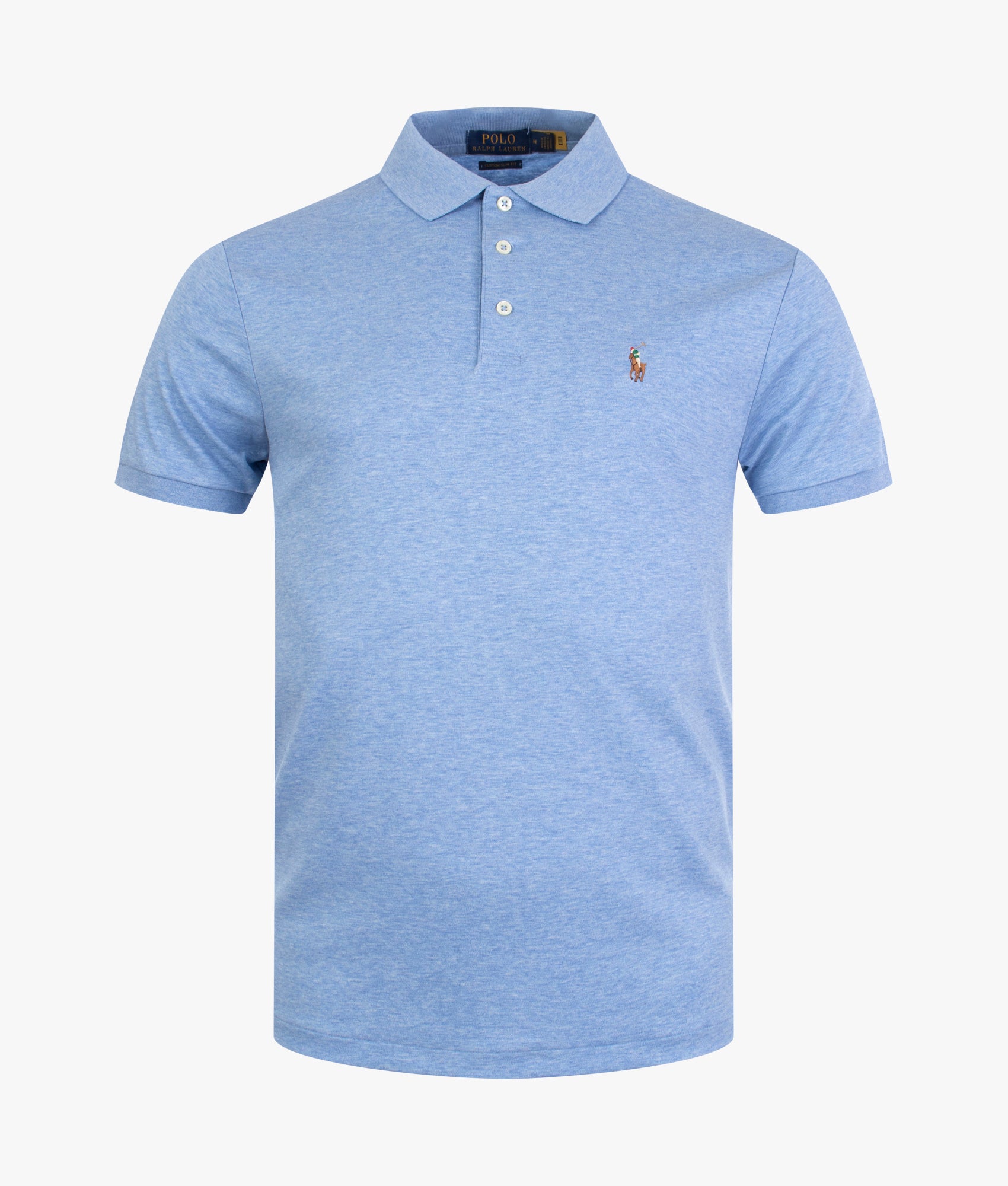 Polo Ralph Lauren Custom Slim Fit Soft Cotton Polo Shirt in Jamaica at EQVVS Menswear. Front shot.