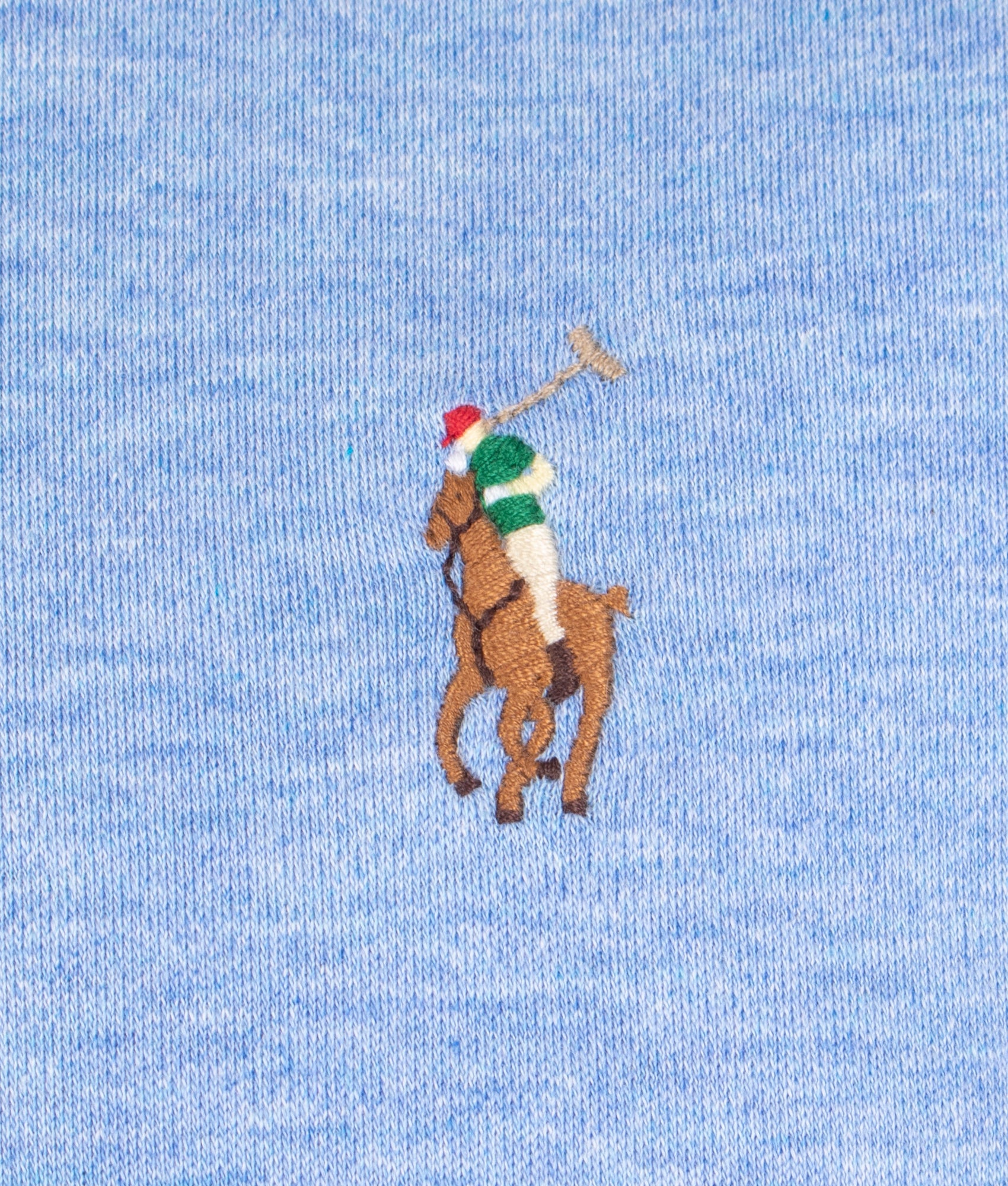 Polo Ralph Lauren Custom Slim Fit Soft Cotton Polo Shirt in Jamaica at EQVVS Menswear. Detail shot.