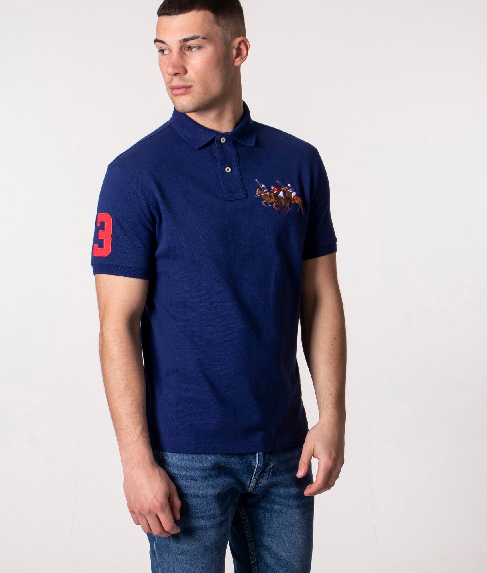 Custom-Slim-Fit-Triple-Pony-Polo-Shirt-Medium-Freashwater-Polo-Ralph-Lauren-EQVVS
