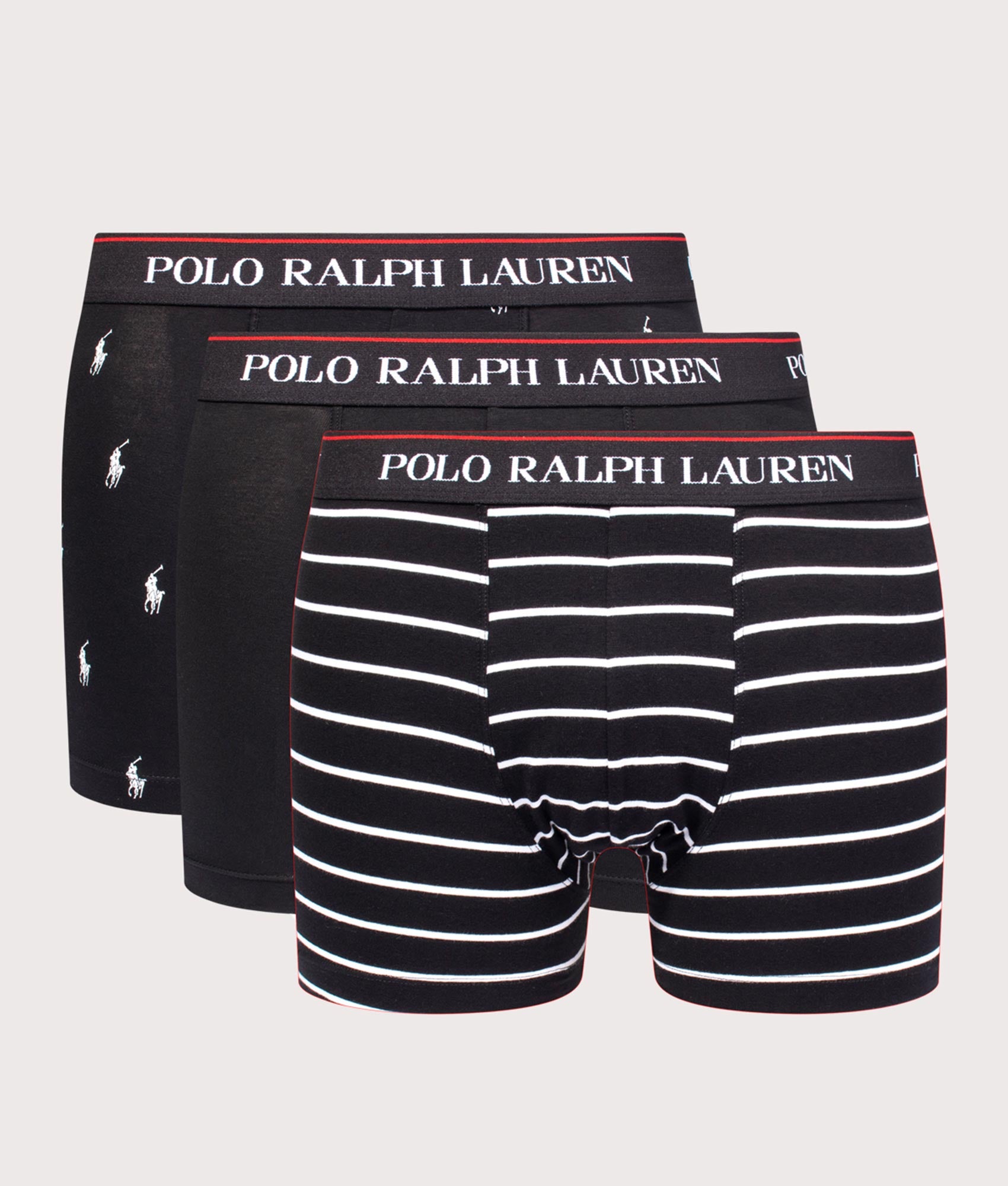Three-Pack-of-Classic-Stretch-Cotton-Trunks-Black/Black-White-Stripe/Black-AOPP-Polo-Ralph-Lauren-EQVVS