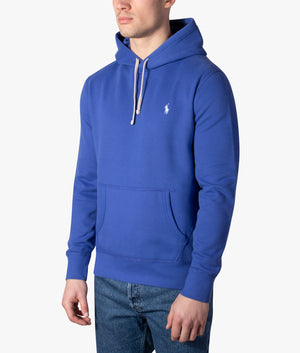 Polo Ralph Lauren Fleece Hoodie in Liberty Blue at EQVVS. Model, angle.