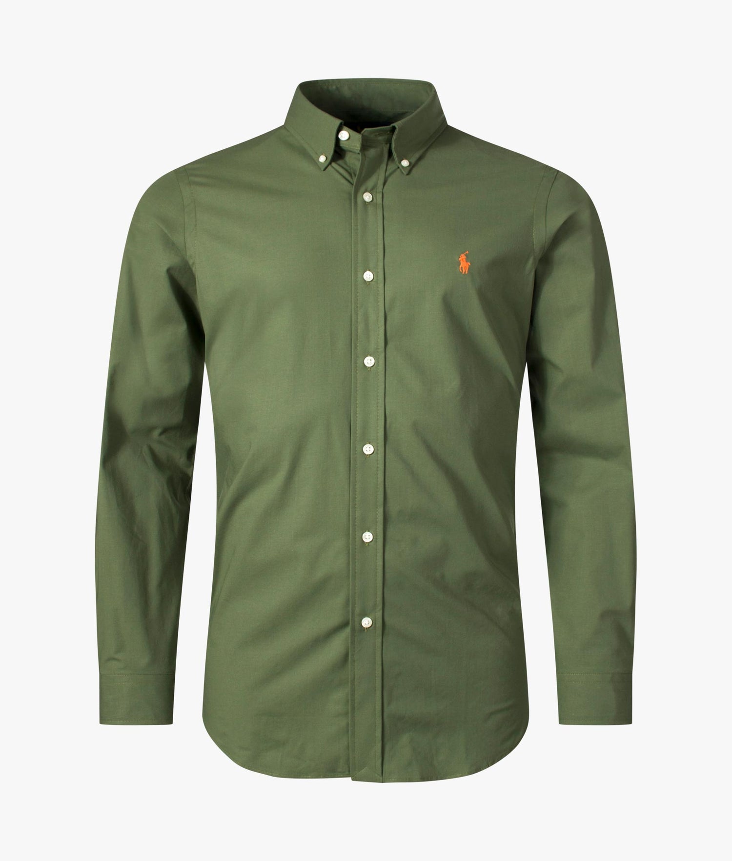 Custom Fit Stretch Cotton Poplin Shirt Supply Olive | Polo Ralph 