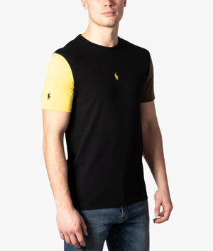 Custom-Slim-Fit-Sleeve-Colour-Block-T-Shirt-Polo-Black-Multi-Polo-Ralph-Lauren-EQVVS