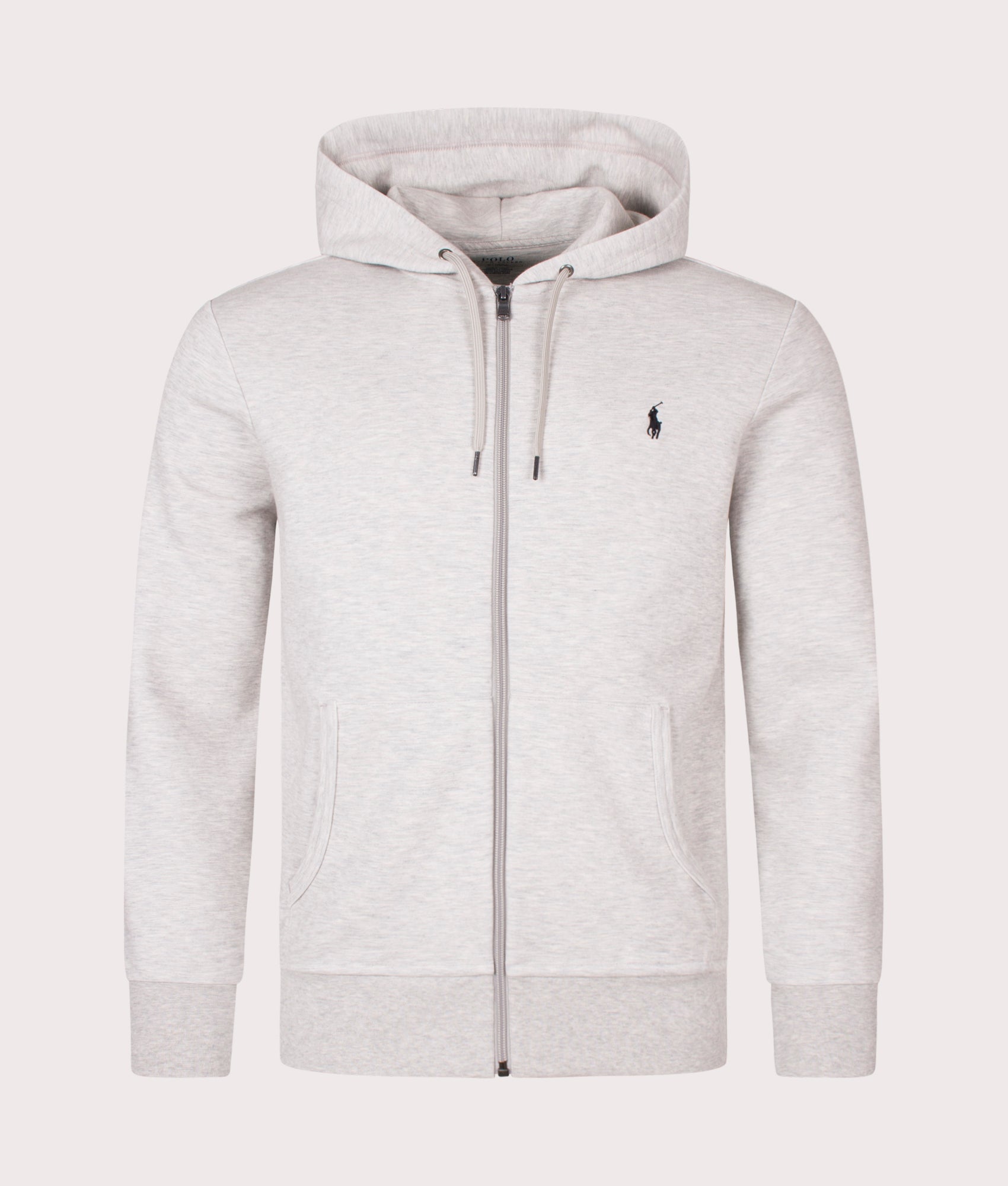 Polo Ralph Lauren Zip Through Hoodie in LT Sport Heather at EQVVS Menswear. Front Shot.