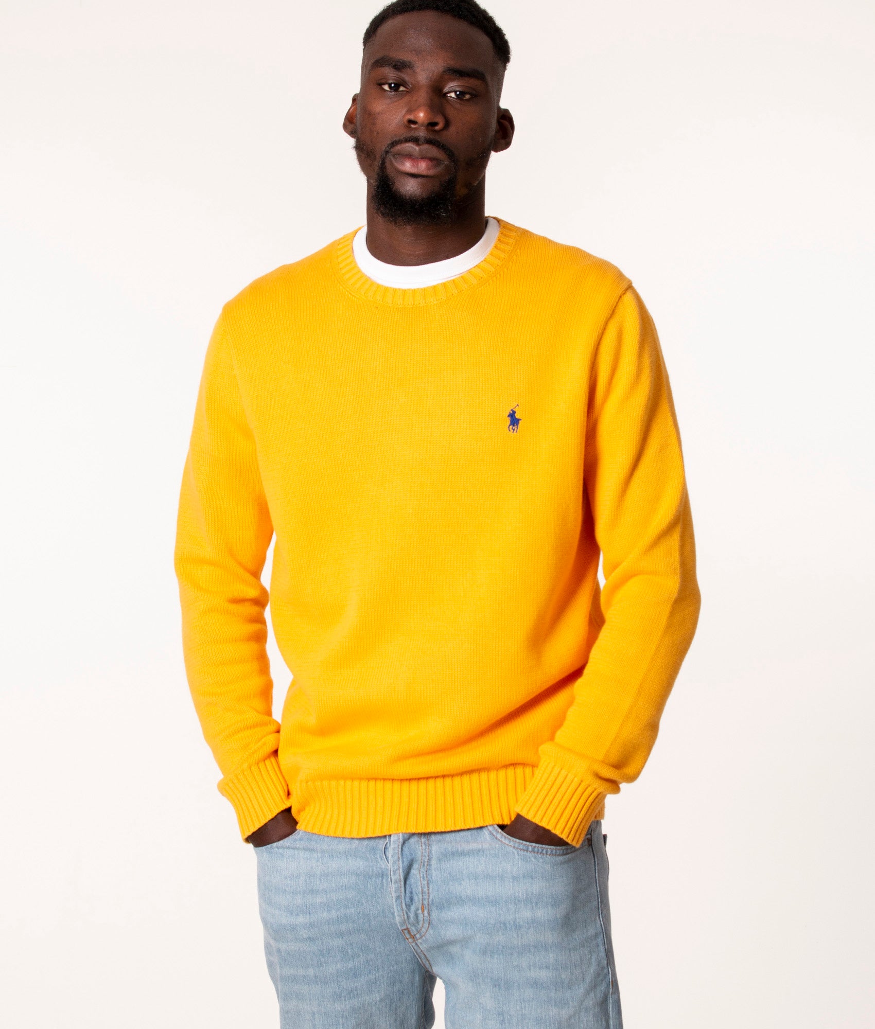 Cotton-Ribbed-Crew-Neck-Jumper-Gold-Bugle-Polo-Ralph-Lauren-EQVVS