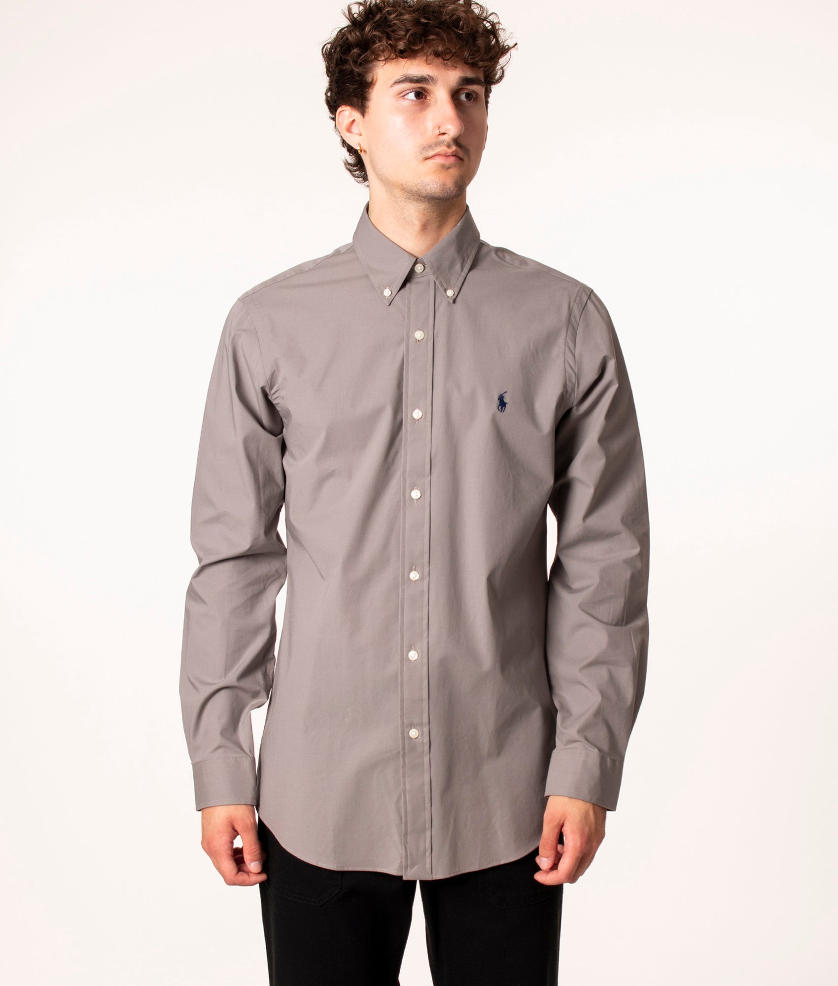 Custom Fit Sport Shirt in 006 Grey, Polo Ralph Lauren, EQVVS, Front Model