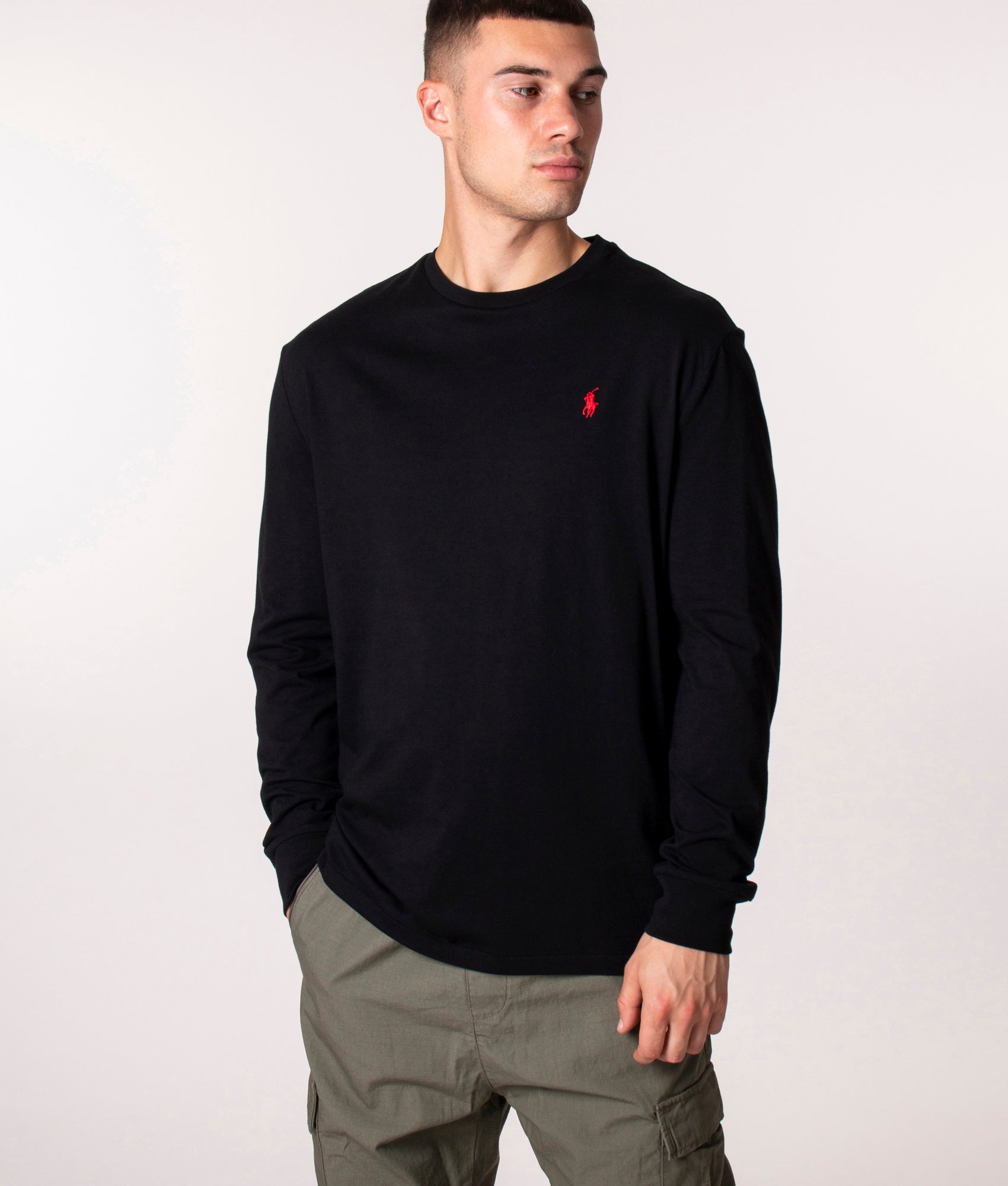 Polo Ralph Lauren Long Sleeve T-Shirt in 001 Polo Black at EQVVS, Model front