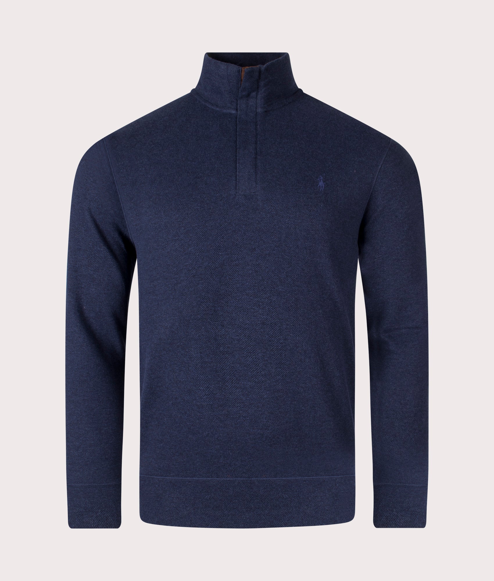 Quarter-Zip-Pullover-Sweatshirt-Herringbone-Winter-Navy-Heather-Polo-Ralph-Lauren-EQVVS