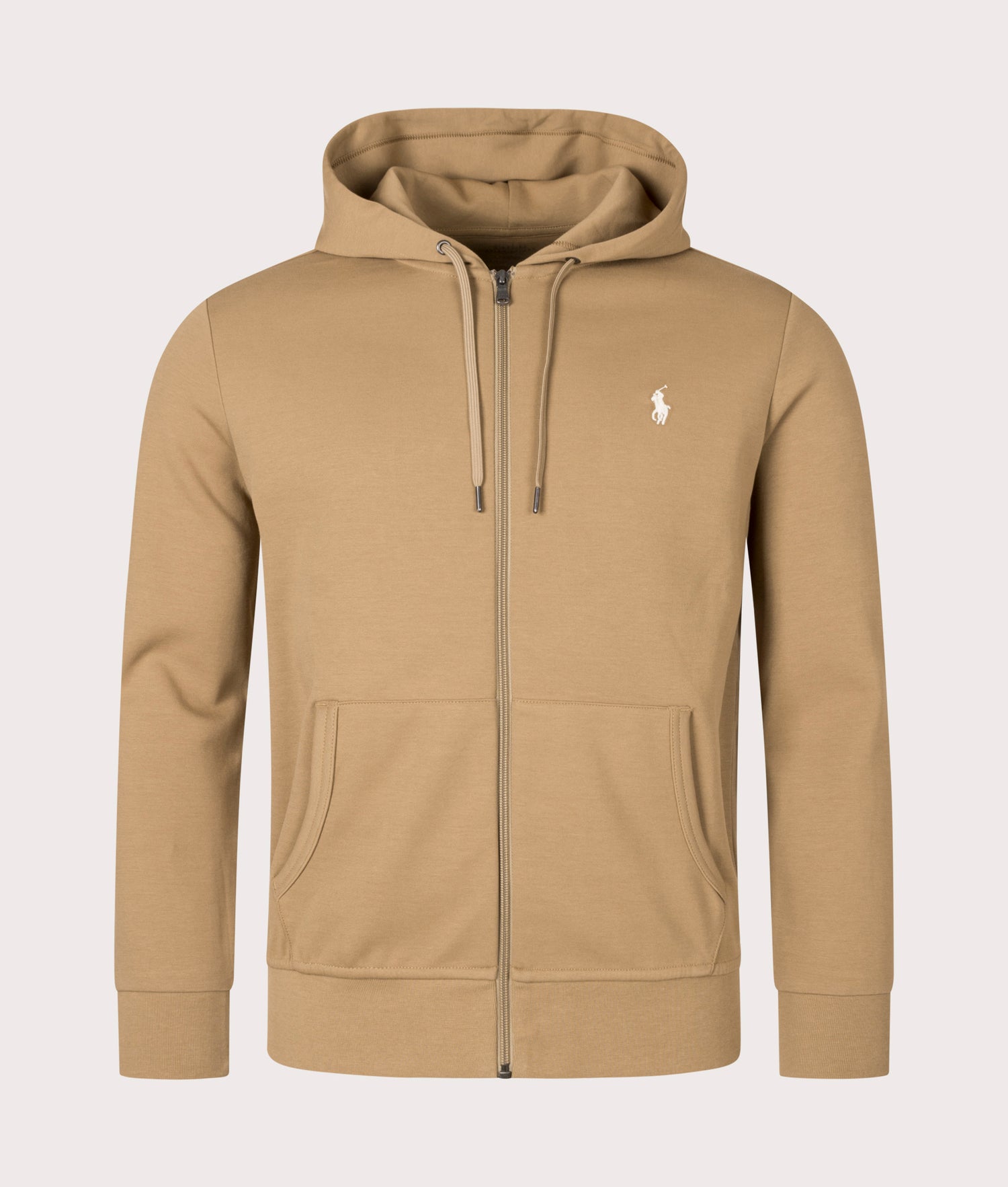 Zip Through Double Knit Hoodie in Khaki | Polo Ralph Lauren | EQVVS