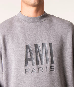 Oversized-AMI-Paris-Sweatshirt-Grey-Ami-EQVVS