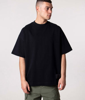 Satin-Label-Oversized-T-Shirt-Black-AMI-EQVVS