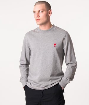 Long-Sleeve-Ami-De-Coeur-T-Shirt-Heather-Grey-AMI-EQVVS