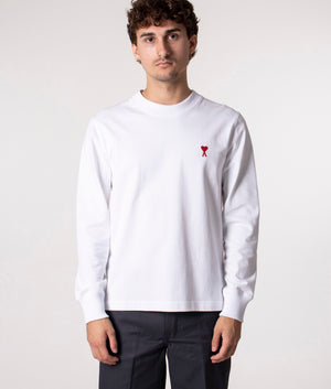 Long-Sleeve-Ami-De-Coeur-T-Shirt-White-AMI-EQVVS