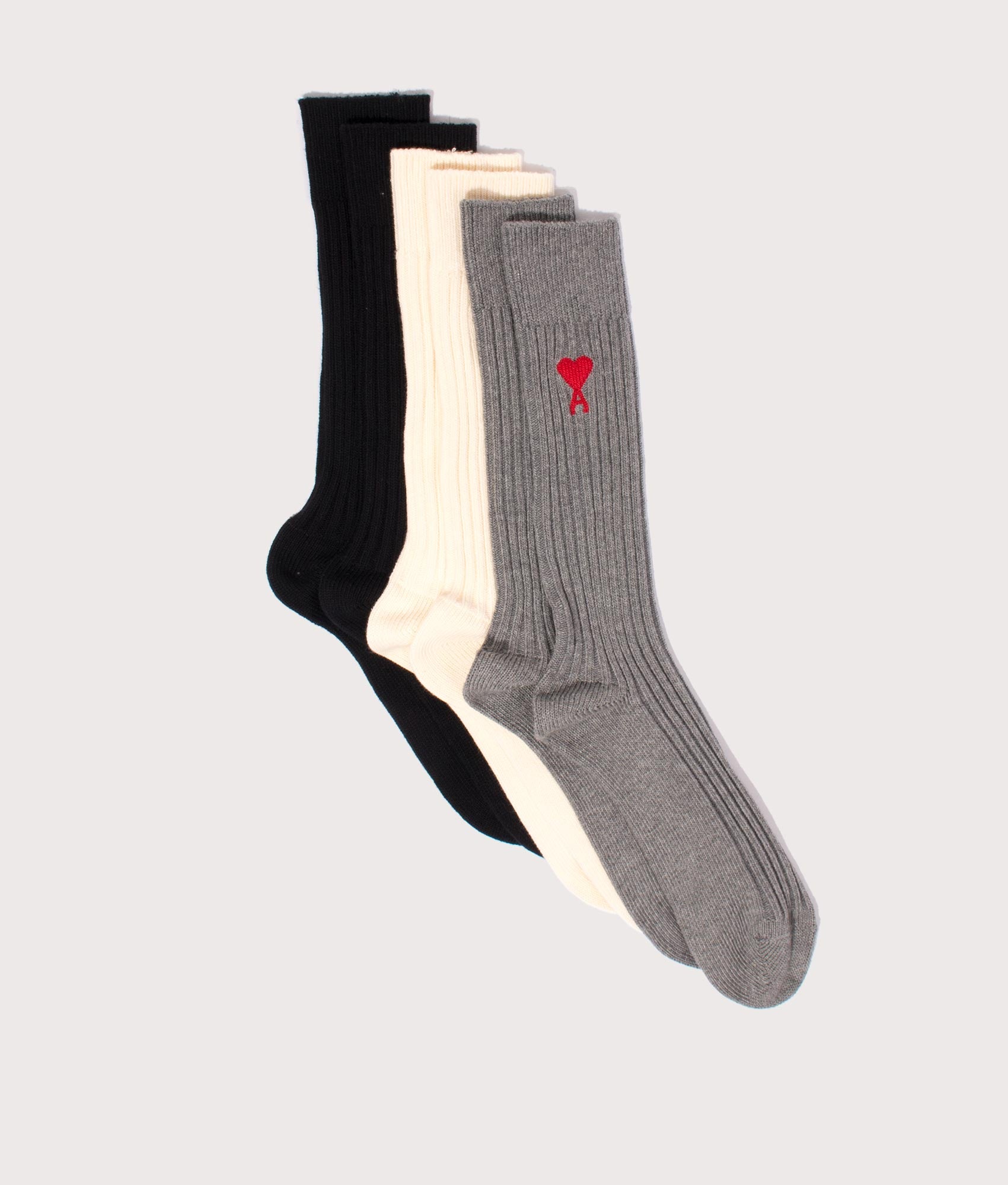 Three-Pack-of-ADC-Socks-Ecru/Gris/Noir-AMI-EQVVS