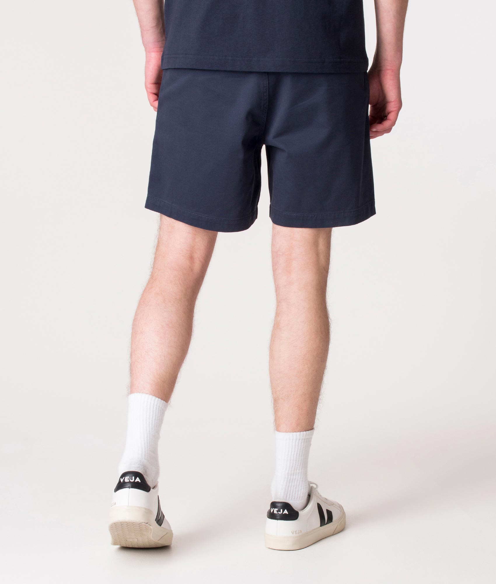 Polo Ralph Lauren Regular Fit Prepster Stretch Twill Chino Shorts in Nautical Ink at EQVVS Menswear. Model back shot.