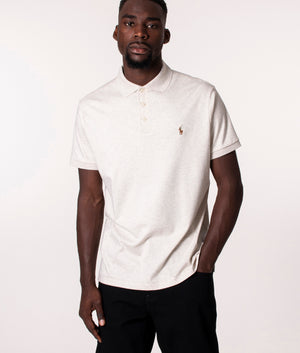 Custom Slim Fit Interlock Polo Shirt in Grey Heather, Polo Ralph Lauren, EQVVS, Front Model