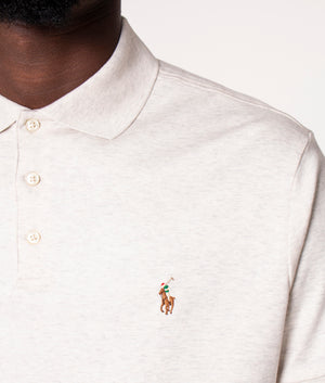 Custom Slim Fit Interlock Polo Shirt in Grey Heather, Polo Ralph Lauren, EQVVS, Model detail