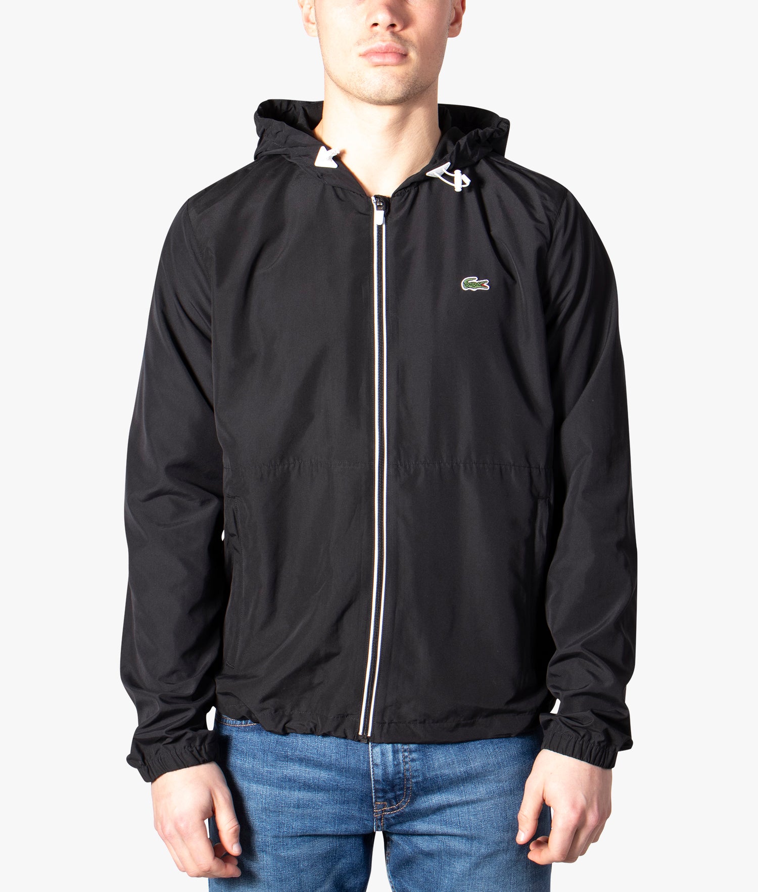 Taped Zip Windbreaker Jacket Black | Lacoste | EQVVS