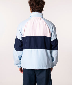 Lacoste Water-Repellent Colour-block Jacket in Rill/Navy Blue-Flamingo at EQVVS, Model back