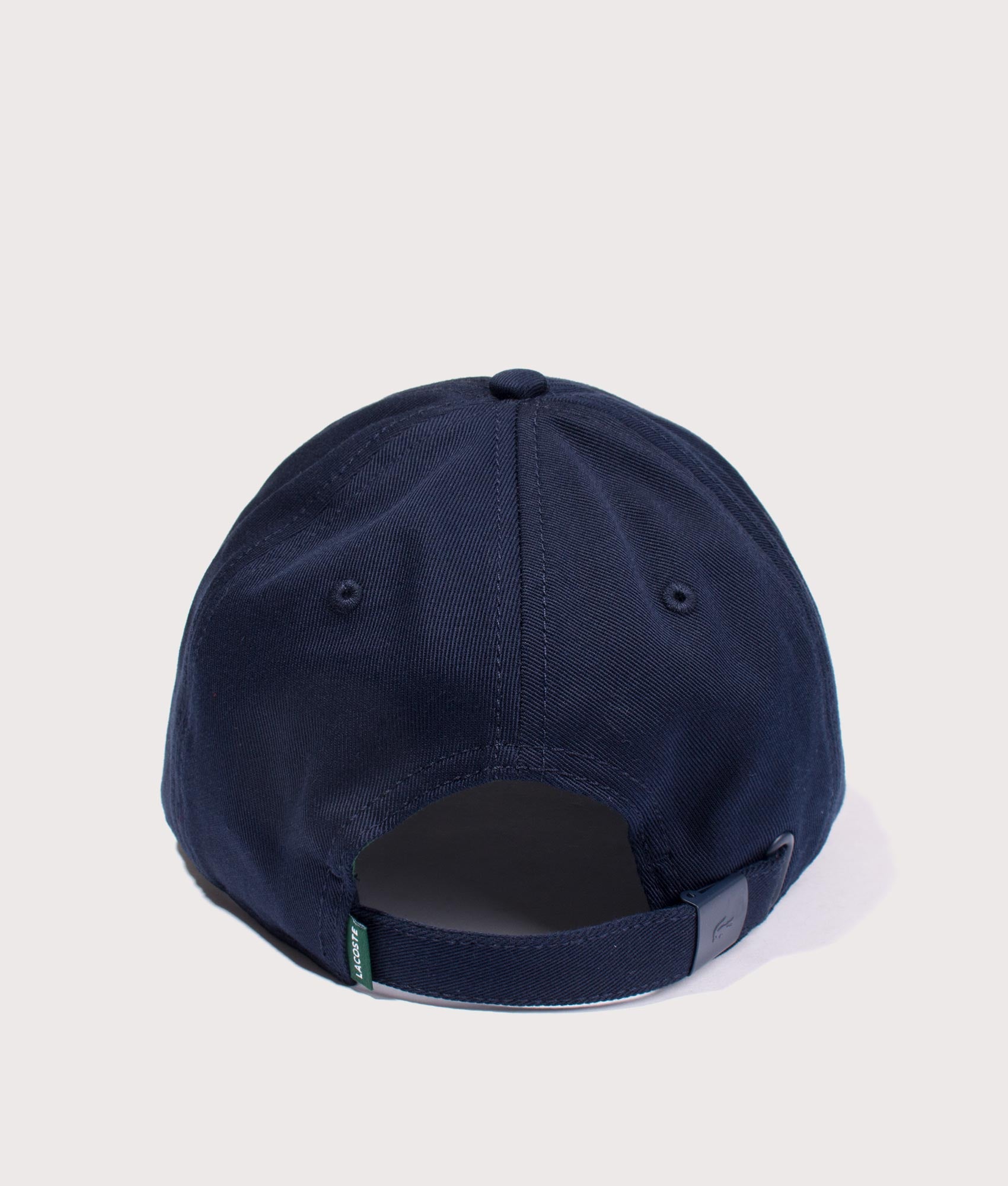 Lacoste Crocodile Cap in Navy Blue at EQVVS Menswear. Back shot.