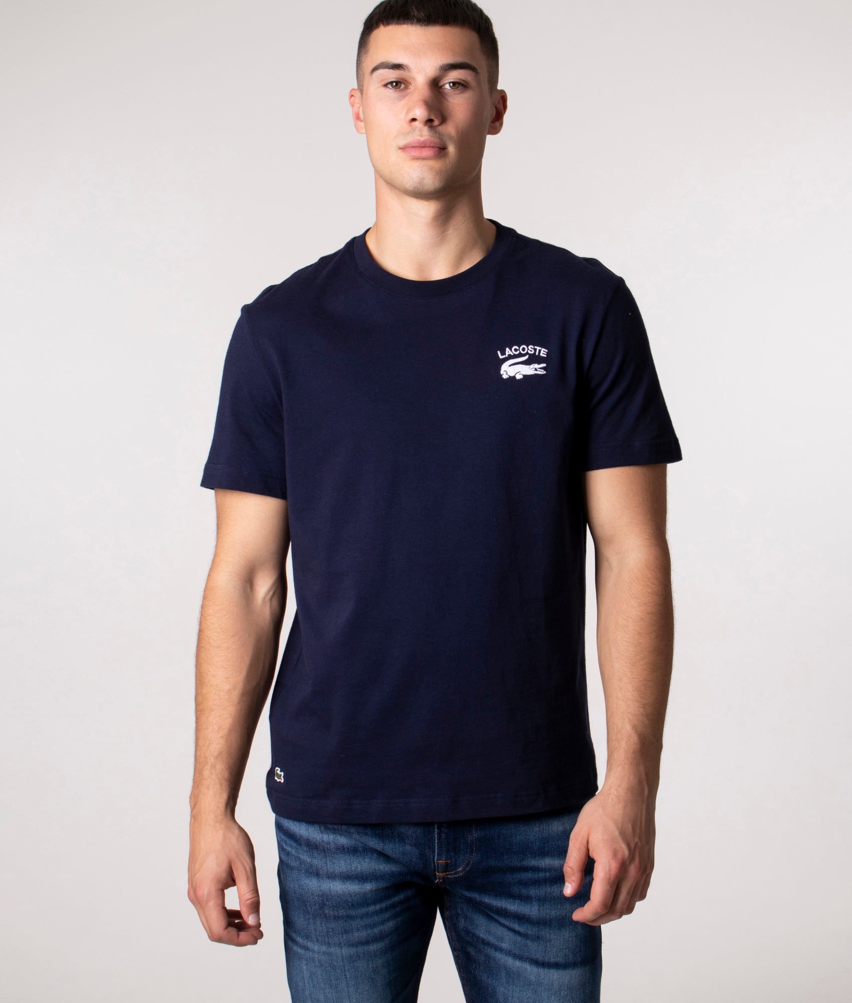 Subtle Graphic T-Shirt in Navy by Lacoste at EQVVS. Front Shot. 
