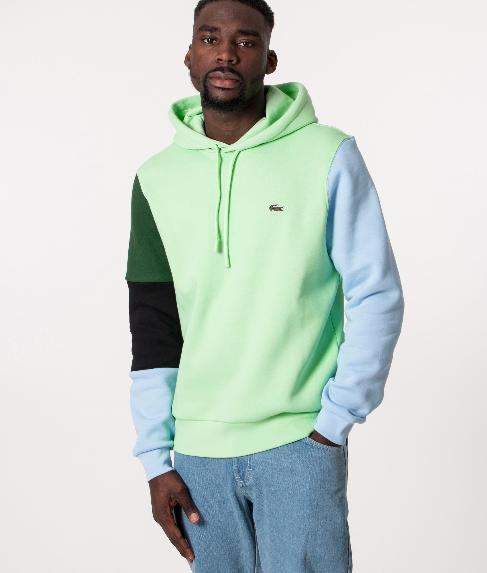 Colour-Block-Hoodie-Ash/Overview-Black-Green-Lacoste-EQVVS
