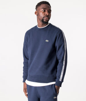 Logo-Stripe-Flannel-Sweatshirt-Navy-Blue-Lacoste-EQVVS