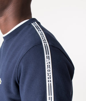 Logo-Stripe-Flannel-Sweatshirt-Navy-Blue-Lacoste-EQVVS
