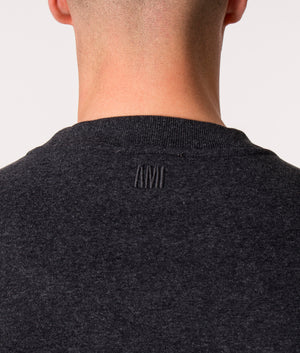 AMI Patch Sweatshirt in Dark Grey, EQVVS. Model, detail. 