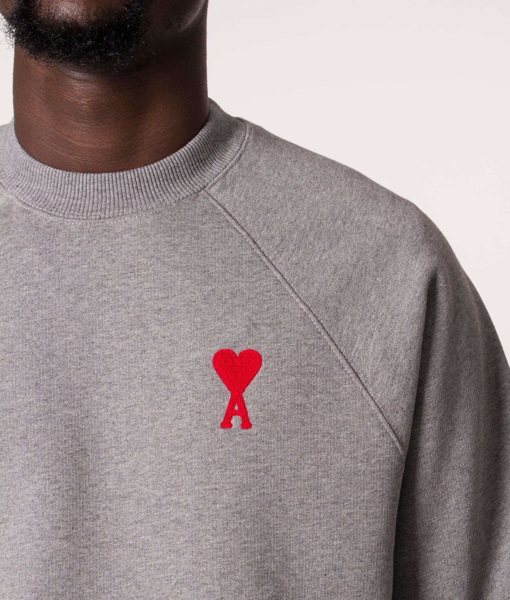 Contrast-ADC-Logo-Sweatshirt-Heather-Grey/Red-AMI-EQVVS