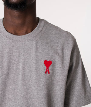 Contrast-Ami-De-Coeur-Logo-T-Shirt-Heather-Grey/Red-AMI-EQVVS