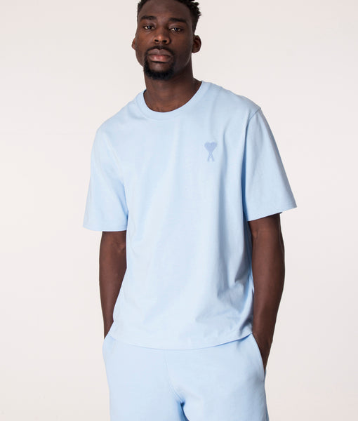 【AMI PARIS】★de Coeur Tone-On-Tone Sweatshir.t Sky Blue Ami Paris Ami De Coeur Tonal Popover Hoodie Sky Blue Men's