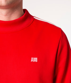 Twin-Stripe-Crew-Neck-Sweatshirt-Scarlet-Red-AMI-EQVVS