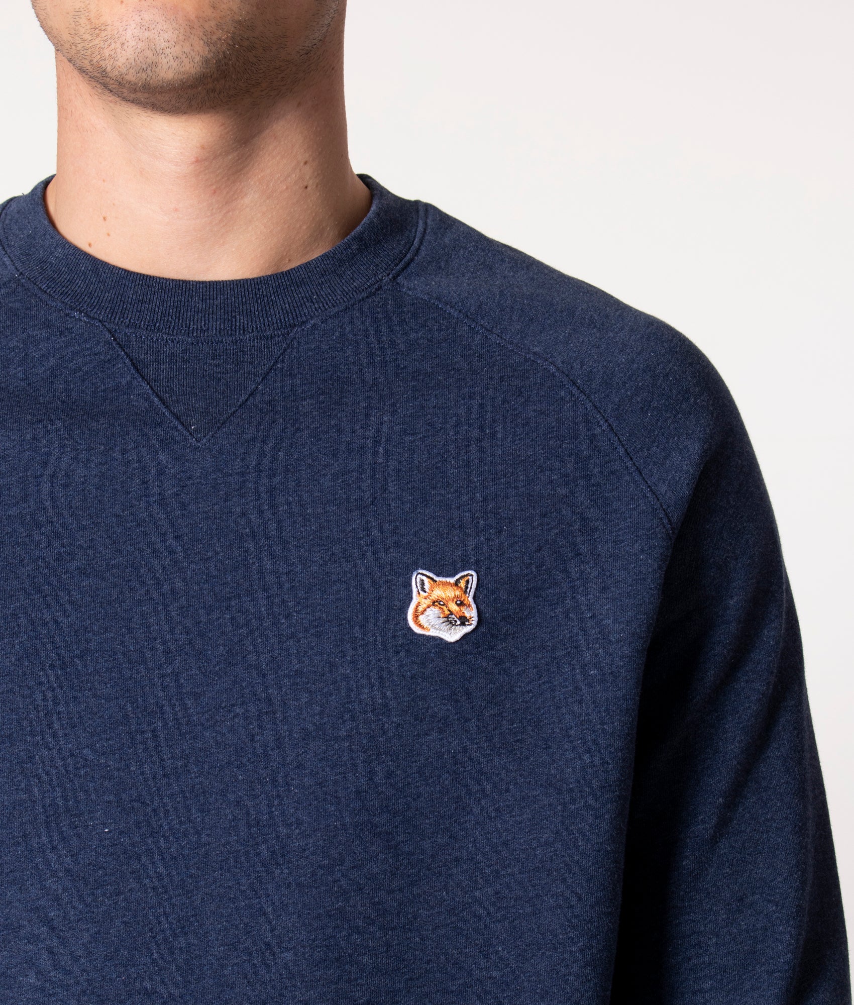 Fox-Head-Patch-Classic-Sweatshirt-Navy-Melange-Maison-Kitsune-EQVVS