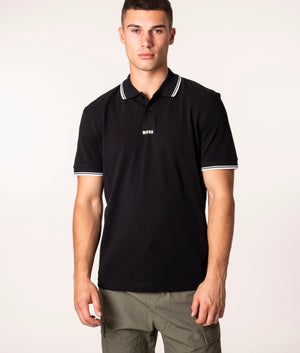 Pchup Polo Shirt in 001 Black, BOSS, EQVVS Front Model Shot