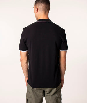 Pchup Polo Shirt in 001 Black, BOSS, EQVVS Back Model Shot