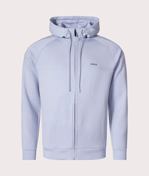 BOSS Saggy Zip Through Hoodie in Open Blue at EQVVS, Mannequin Front