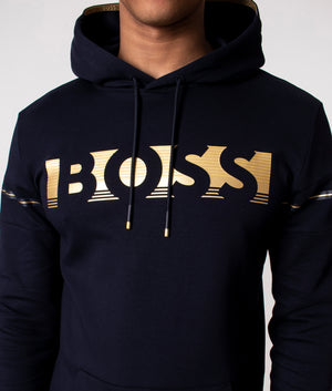 スウェット・トレーナー BOSS Soody 1 Logo-raised Drawstring Hoodie Navy BOSS Soody 1 Hoodie Navy - Terraces Menswear