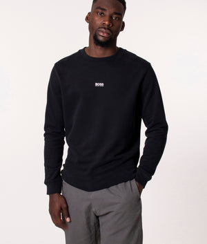 BOSS Casual Relaxed Fit Weevo 2 Sweatshirt in Black at EQVVS, Model front