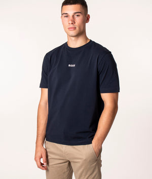 Relaxed Fit T-Chup T-Shirt in 404 Dark Blue, BOSS, EQVVS, Front Model Shot