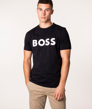 Thinking 1 T-Shirt in 002 Black, BOSS, EQVVS, Front Model Shot