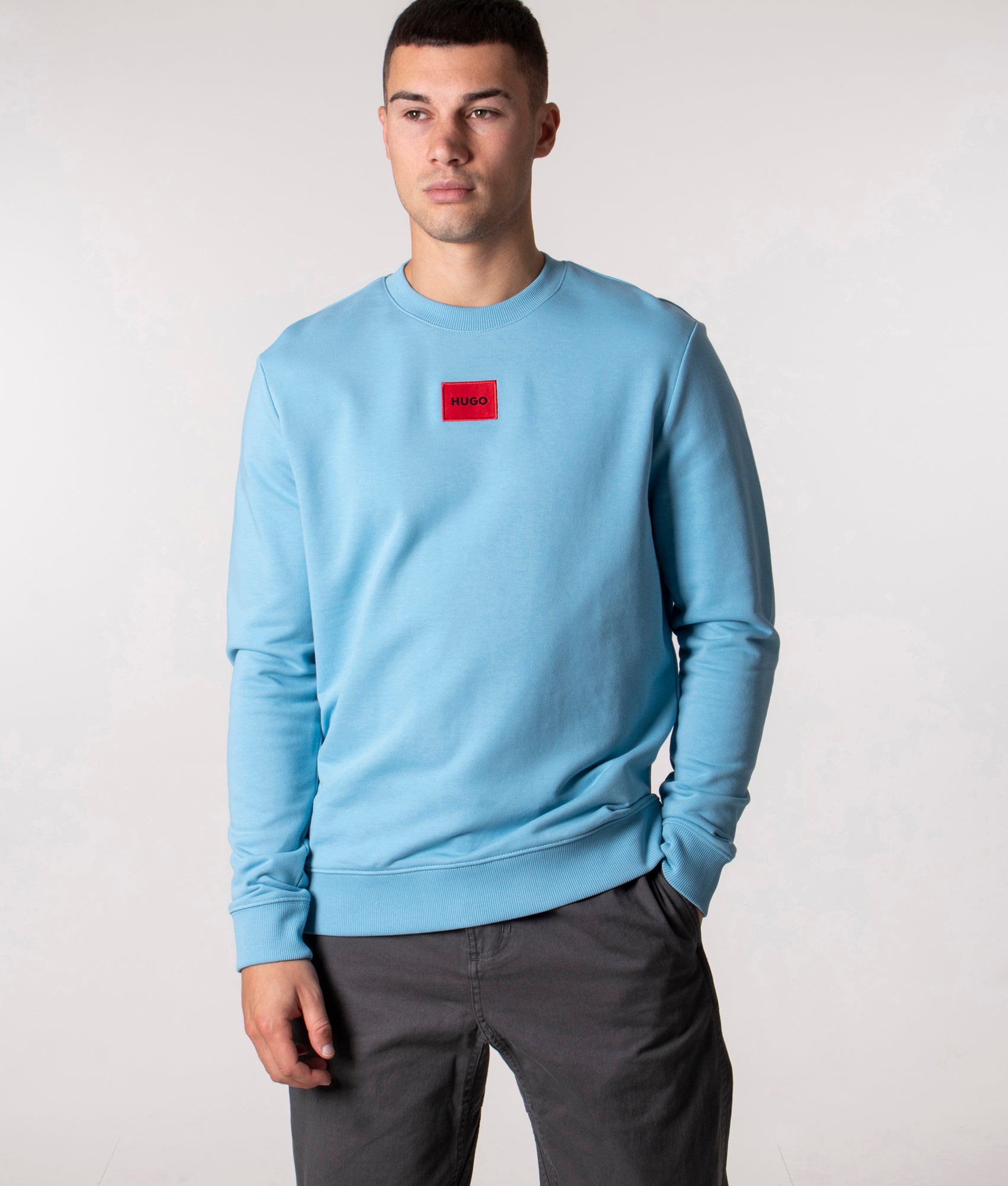 Diragol212-Patch-Logo-Sweatshirt-Turquoise/Aqua-HUGO-EQVVS