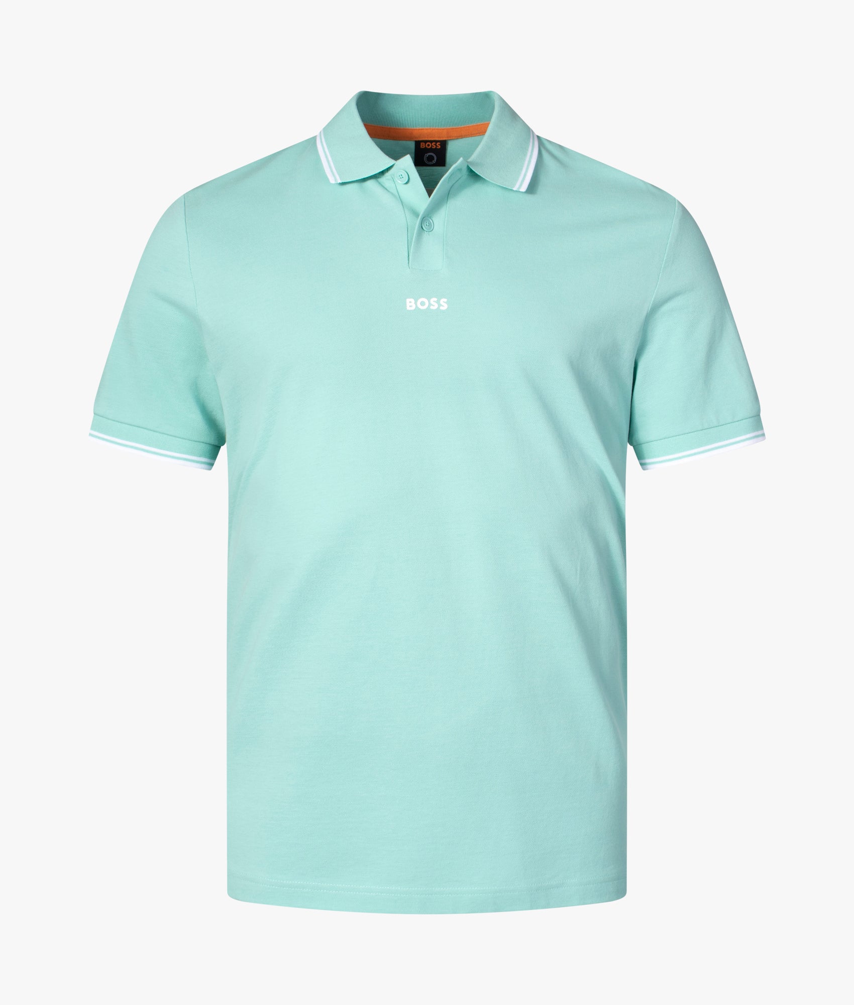 BOSS Pchup Polo Shirt in Light/Pastel Green at EQVVS, Mannequin Front