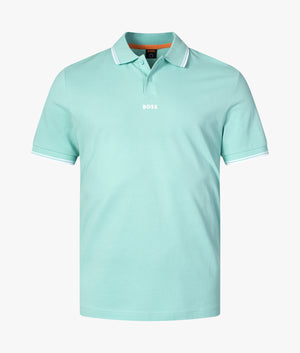 BOSS Pchup Polo Shirt in Light/Pastel Green at EQVVS, Mannequin Front