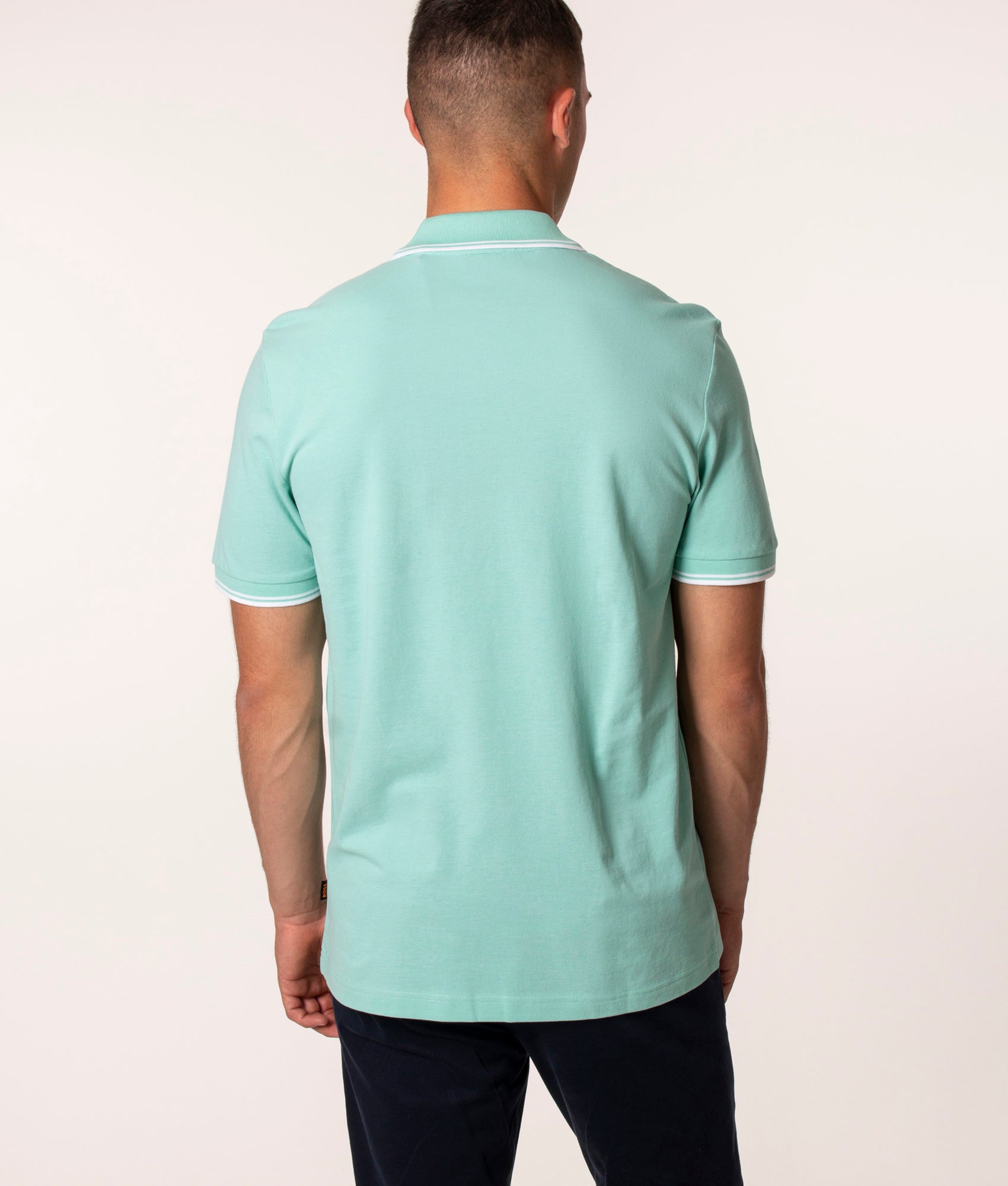 BOSS Pchup Polo Shirt in Light/Pastel Green at EQVVS, Model Back
